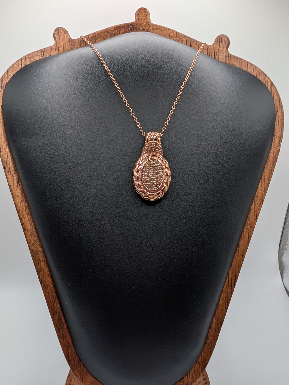 NWT 0.40 CTW Champagne Diamond Pendant Necklace Rose Gold 925 Sterling Silver